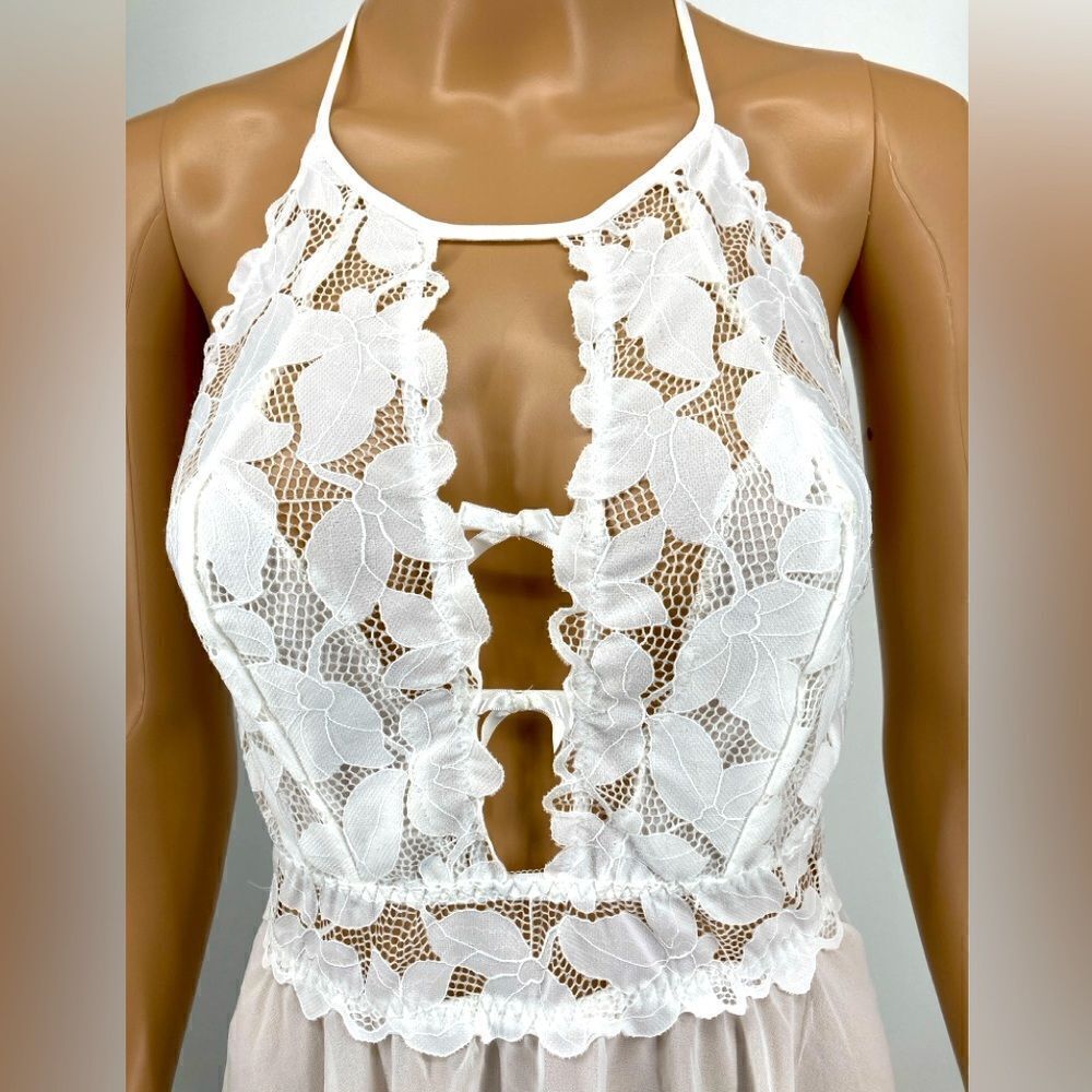 Cinema Etoile White Lace Babydoll Lingerie SZ L Like New